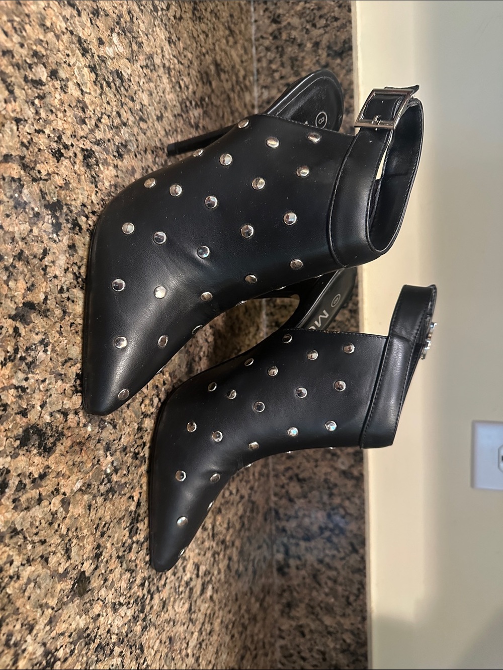 Mossimo Supply Co. Black Studded Pointed-Toe Heeled Mules